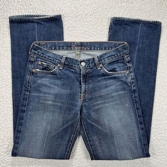 Seven Bootcut Jeans Women’s 29x31 Blue Made in USA Y2K Boho Western Rodeo - Picture 1 of 14